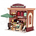 DIY Creative Cute Wooden Coffee House Model Toy - Deep Grey + Green + Multi-Color