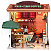 DIY Creative Cute Wooden Coffee House Model Toy - Deep Grey + Green + Multi-Color