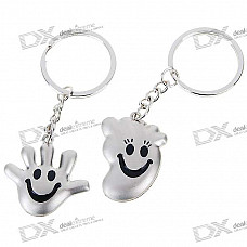 Palm and Feet Shaped Kirksite Couple's Keychains (Pair)