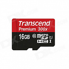 Transcend Premium Micro SDHC TF Flash Memory Card - Black (16GB)