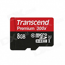 Transcend Premium Micro SDHC TF Flash Memory Card - Black (8GB)