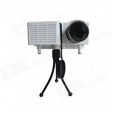 HL0079 Mini 192KHz HD LCD Projector w/ AV, GVA, USB, SD - White