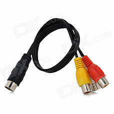 Jiahui 9pin S-Video Male to 3-RCA Female Adapter Cable - Black + Multicolored (30cm)