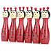 Smily Animal Shaped Wooden Bowling Bowls Set Toy - Red + Black