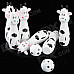 Smily Animal Shaped Wooden Bowling Bowls Set Toy - Black + White