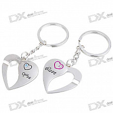 Love You Heart Kirksite Couple's Keychains (Pair)