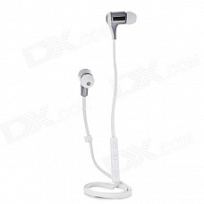 Nameblue GS-111 Bluetooth V4.0 In-Ear Earphone w/ Microphone - Silver + White