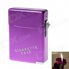 2-in-1 Zinc Alloy Orange Flame Butane Gas Lighter - Purple