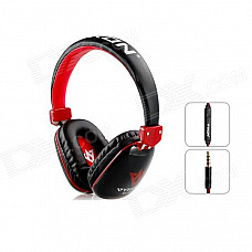 MQ33 Superb 3.5 mm On-ear Headphones with Microphone for Apple Devices - Black + Red