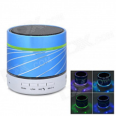 Portable Bluetooth v3.0 Speaker w/ Hands-Free / Colorful Light - Blue + Black