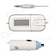 T-1302 1.2" LCD Screen Car Audio FM Transmitter w/ Car Charger Adapter, 3.5mm Plug - White