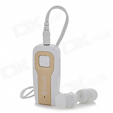 Bluetooth V4.0 Music Headset Receiver w/ Earphone - White + Champagne