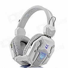 BLUELOVER D500 PC Gaming Headband Headphone w/ Microphone / Remote - White + Grey