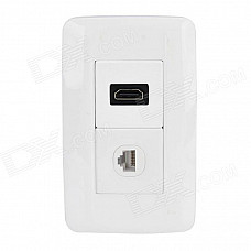 Hi-Def HDMI + RJ45 Network Wall Plate / Wall Outlet (Type A 19-Pin Connector)