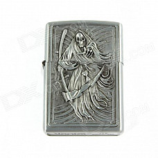 Cool Death Scythe Relievo Kerosene Lighter - Silver