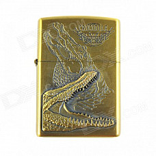 Retro Crocodile Relievo Kerosene Lighter - Brass