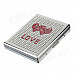 "LOVE" Style Rhinestone Studded Aluminium Alloy Clamshell Double-Sided Cigarette Case - Sliver + Red