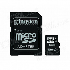 Kingston Digital SDC4/16GB microSDHC Flash Card with SD Adapter - White + Black (16GB / Class 4)