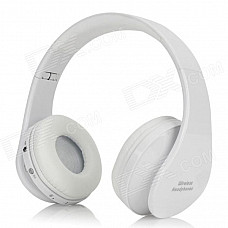 Universal Fold-up Wireless Bluetooth V3.0 Headband Headphone w/ Microphone - White