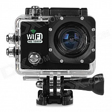 Water Resistant FPV HD 2.0" LTPS CCD Wide Angle Sports DV Camera w/ Wi-Fi - Black