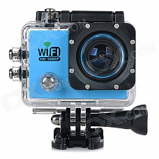 Water Resistant FPV HD 2.0" LTPS CCD Wide Angle Sports DV Camera w/ Wi-Fi - Blue + Black