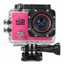 Water Resistant FPV HD 2.0" LTPS CCD Wide Angle Sports DV Camera w/ Wi-Fi - Pink + Black