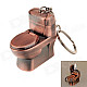 Creative Toilet Style Grinding Wheel Zinc Alloy Gas Lighter w/ Keyring - Red Copper