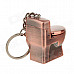 Creative Toilet Style Grinding Wheel Zinc Alloy Gas Lighter w/ Keyring - Red Copper