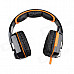 Each G8000 Stereo Pro Gaming USB + 3.5mm Plug Headphone w/ Microphone - Orange + Black (2.2m-Cable)