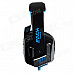 Each G8000 Stereo Pro Gaming USB + 3.5mm Plug Headphone w/ Microphone - Black + Blue (2.2m-Cable)