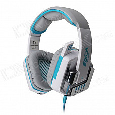 Each G8000 Stereo Pro Gaming USB + 3.5mm Plug Headphone w/ Microphone - White + Blue (2.2m-Cable)