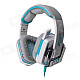 Each G8000 Stereo Pro Gaming USB + 3.5mm Plug Headphone w/ Microphone - White + Blue (2.2m-Cable)