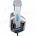 Each G8000 Stereo Pro Gaming USB + 3.5mm Plug Headphone w/ Microphone - White + Blue (2.2m-Cable)