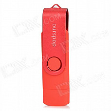 Ourspop SJ-20 Rotary USB 2.0 Flash Disk w/ Micro USB - Red + Silver (64GB)