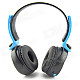 D-400 Bluetooth V3.0 Stereo Headband Headphone w/ Microphone / FM - Black + Blue