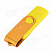 Ourspop SJ-20 Rotary USB 2.0 Flash Disk w/ Micro USB - Yellow + Golden (32GB)