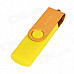 Ourspop SJ-20 Rotary USB 2.0 Flash Disk w/ Micro USB - Yellow + Golden (32GB)