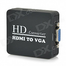 HDMI toVGA HD Convertor w/ 3.5mm Male to 2-Female Audio Cable - Black