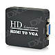 HDMI toVGA HD Convertor w/ 3.5mm Male to 2-Female Audio Cable - Black