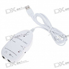 Guitar to USB Interface Link Cable for PC/Mac Recording - White (150CM)