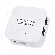 NEWKENG 1 x 3 Toslink Audio Fiber Optic Splitter - White + Black