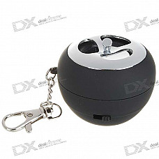 Mini Apple Shaped Portable USB Rechargeable Speaker with Keychain (Black)