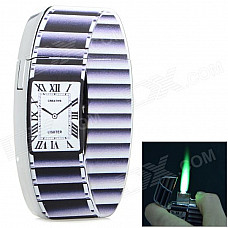 SYSH0035 Creative Stereoscopic Watch Style Zinc Alloy Butane Lighter - Black + Silver