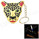 Creative Leopard Head Butane Zinc Alloy Lighter w/ Chain - Golden