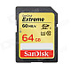 SanDisk 64GB Extreme U3/UHS-I SDXC SDSDXN-064G-G46 Card