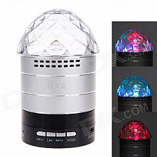 2031Q Portable Mini Crystal RGB Light Speaker w/ TF Slot - Black + Sivler + Transparent