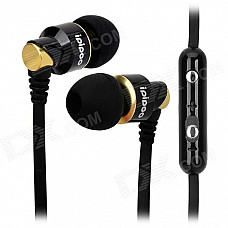 ipipoo ip-A400Hi 3.5mm In-Ear Earphone w/ Microphone - Black + Golden