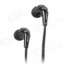 HUAST HST-20 Stylish 3.5mm Plug Flat Cable Stereo In-Ear Earphone w/ Clip - Black