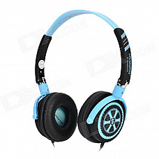 DICSONG DJ-980 Folding Headband Headphones - Black + Light Blue (3.5mm Plug / 1.6m)