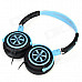 DICSONG DJ-980 Folding Headband Headphones - Black + Light Blue (3.5mm Plug / 1.6m)